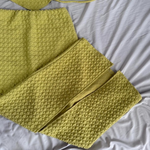 Blue Blush Lime Green Textured Two-Piece Skirt Halter-neck Set Size Small - Picture 4 of 9